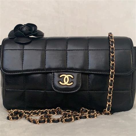 chanel camellia no 5 bag|Chanel Camellia CC Choco Bar No 5 Lambskin Shoulder Bag .